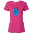 thumbnail image 3 of Inktastic Pirate Octopus, Blue Octopus With Red Pirate Hat Women's T-Shirt, 3 of 5