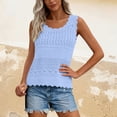 thumbnail image 6 of Hinvhai Womens V Neck Tank Tops Sleeveless Hollow Knit Shirts Summer Casual Solid Color Sweater Vest Light Blue M(M), 6 of 8