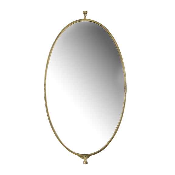 Creative Co-Op Distressed Oval Metal Framed Pivoting Wall Mirror, Gold