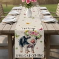 thumbnail image 4 of Spring Pig Table Runner - 60 Inch Long Butterfly Botanical Floral Rustic Cotton and Linen Blended Dress Scarves Farmhouse Table Runner for Kitchen Dining, Coffee Table, 13" x 60", 4 of 8