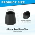 thumbnail image 2 of Quad Cane Tips 1 Inch, 4 Pcs Replacement Foot for Standing Stick Women Men, Black(Style 1), 2 of 7