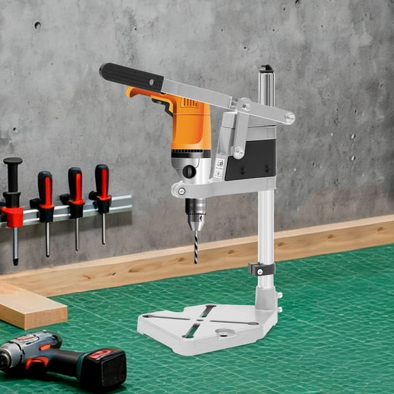 Drill Press Stand Adjustable Desktop Drill Stand Durable Aluminum Drill Holder Professional Electric Drill Press Bench Table Press Stand Workstation Repair Tool Clamp