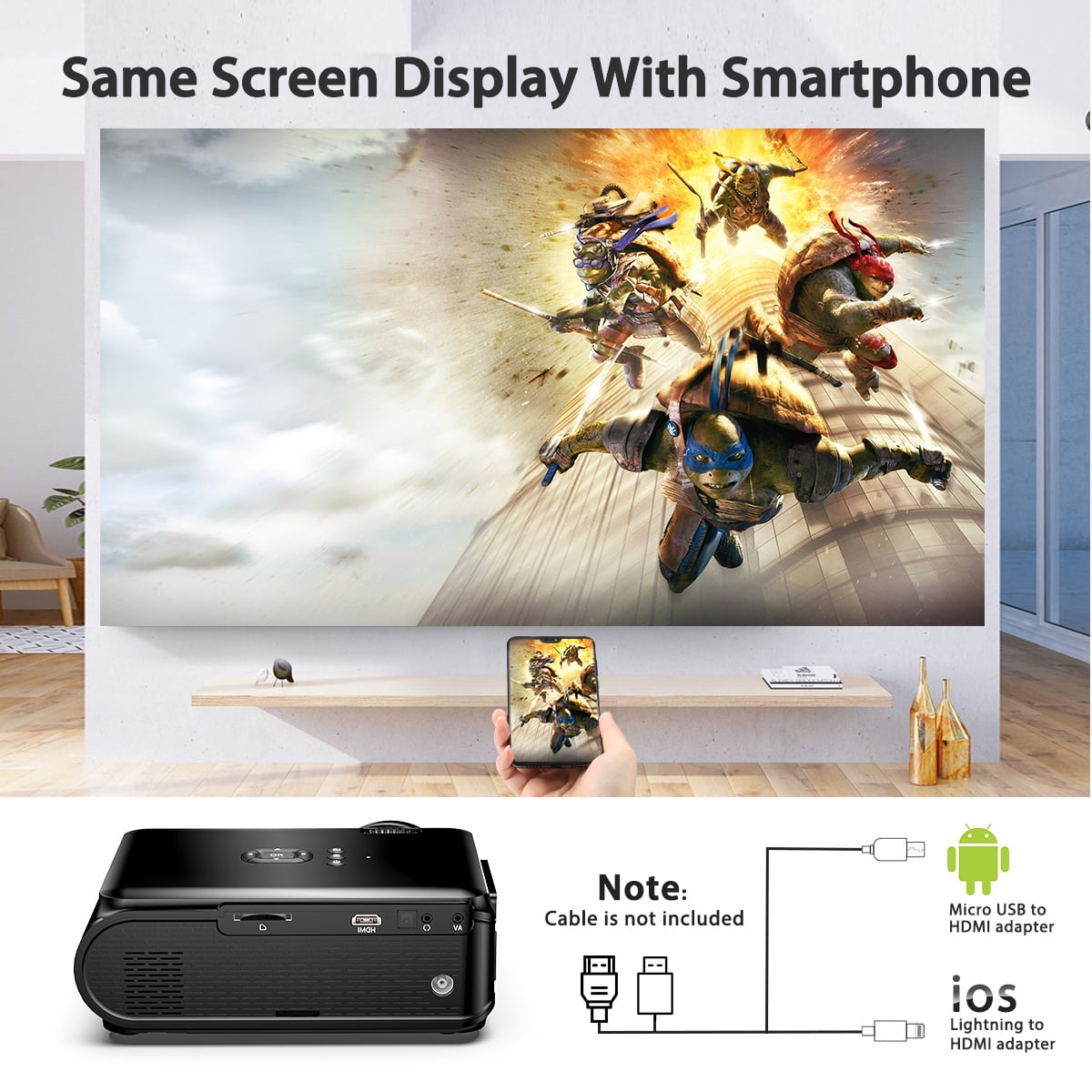 Excelvan BL-90 1000 Lumens 130 Inch Multimedia Portable LCD