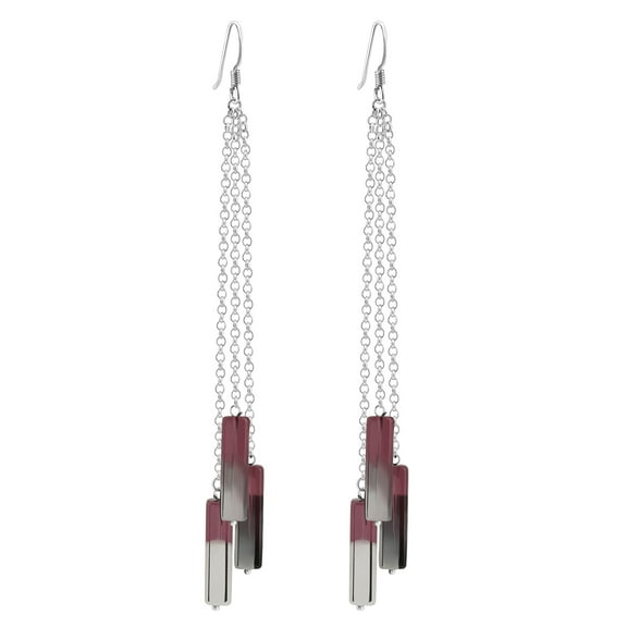 AeraVida Classy Statement Purple Glass Party 925 Sterling Silver Dangle Earrings, 15x110mm