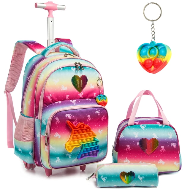 Mochila enrollable Meetbelify Unicorn para niñas con lonchera