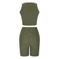 thumbnail image 4 of LYXSSBYX Two Piece Sets for Women Summer Women's 2 Piece Outfits Rib Knit Round Neck Sleeveless Crop Tank Top and High Waist Biker Shorts Set, 4 of 5