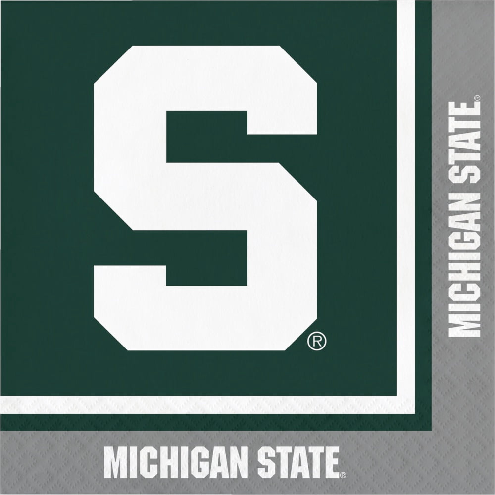 Creative Converting Michigan State Paper Plate and Napkin Party Kit, Serves 16