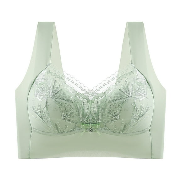 Cavosen Plus Size Bras for Women Lace Wireless Bras Push Up Full Coverage Stretch Bralettes Wide Straps Breathable Everyday Underwear