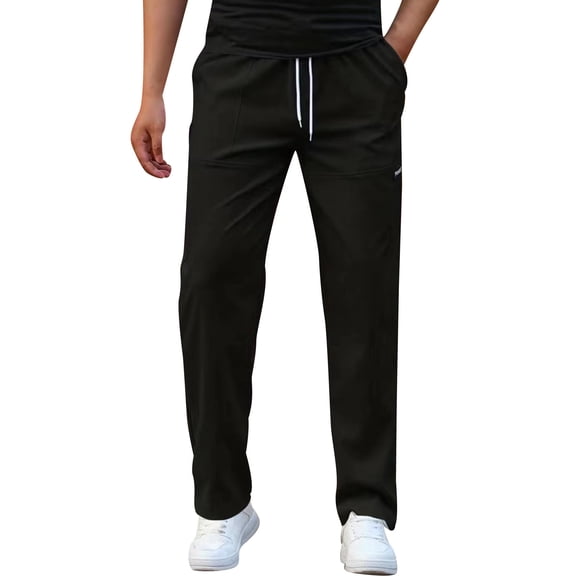 FUZHIQ Big and Tall Pants for Mens Classic Basic Loose Fit Freedom Of Movement Indoor & Outdoor All Season Wear