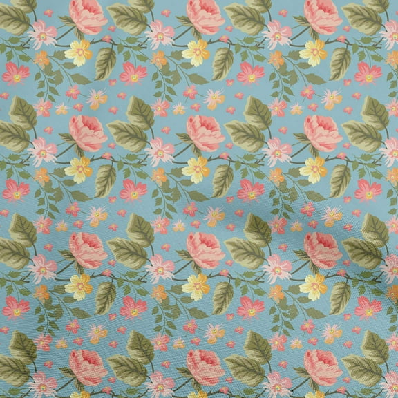 oneOone Polyester Spandex Dusty Teal Green Fabric Floral Craft Projects Decor Fabric Printed By The Yard 56 Inch Wide-32