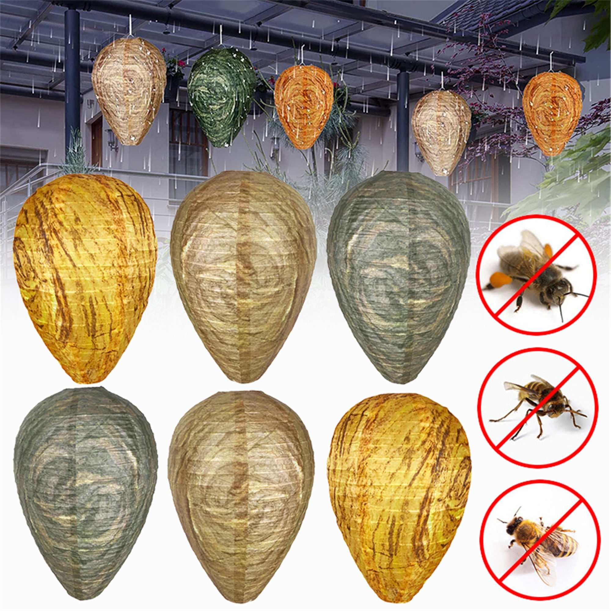 Elbourn Wasp Nest Decoy Hanging Fake Wasp Nest Paper Decoy Deterrent