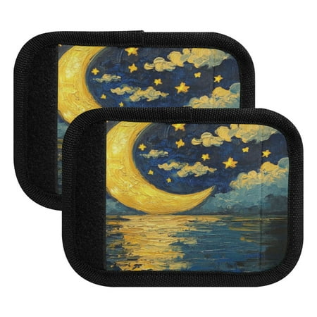 Wobogo Bright Moon over The Water Luggage Handle Wrap 2Pcs Suitcase Identifier Travel Accessories Affordable Durable Concealed Tag For Airport Leaf