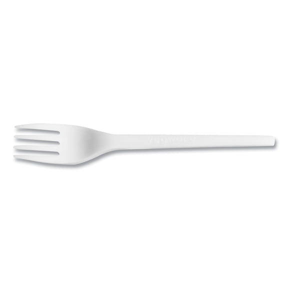 Vegware White CPLA General Purpose Disposable Forks, Plant-Based, 1,000/Carton