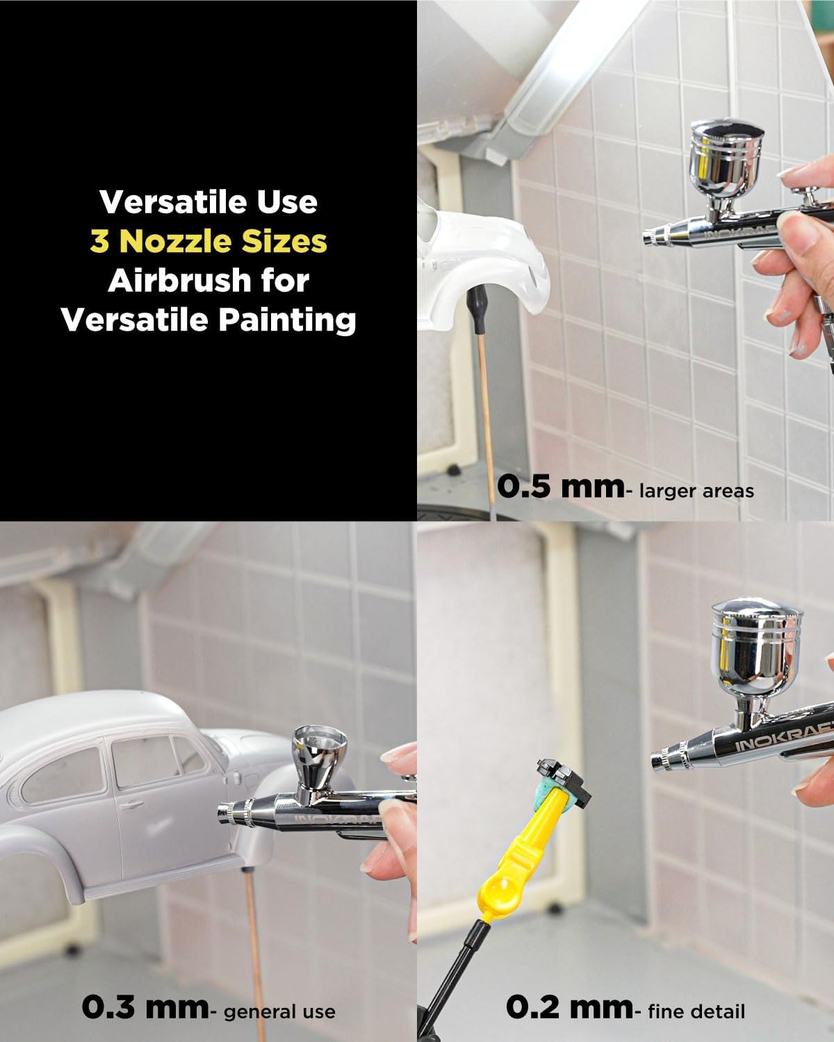 InoKraft Dual-Action Gravity Feed Airbrush Sets