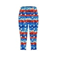 thumbnail image 4 of Stars and Stripes Leggings for Women High Rise Tummy Control Cropped Pants Independence Day Patriotic Capri Pant Slim Fit Yoga Sport Exercise Legging with Lace Trim, 4 of 5