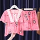 thumbnail image 1 of Conjunto de pijama con estampado de dibujos animados para niños y adultos, camisa de manga corta con lazo, Camiseta con estampado de My Melody Kuromi, ropa de verano para el hogar, 1 of 4