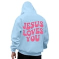 thumbnail image 2 of Christian Jesus Hoodies Mens Faith Religious Graphic Hooded Sweatshirt Spirng Fall Pullover Tops Light Blue XL, 2 of 6
