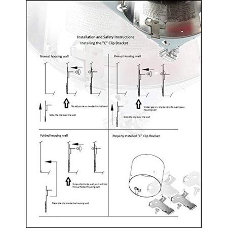 Premium Recessed Light Retrofit C-Clips for Downlight | 5 Pairs of Premium Recessed Lighting Clips | for 5 or 6 in. Traverse