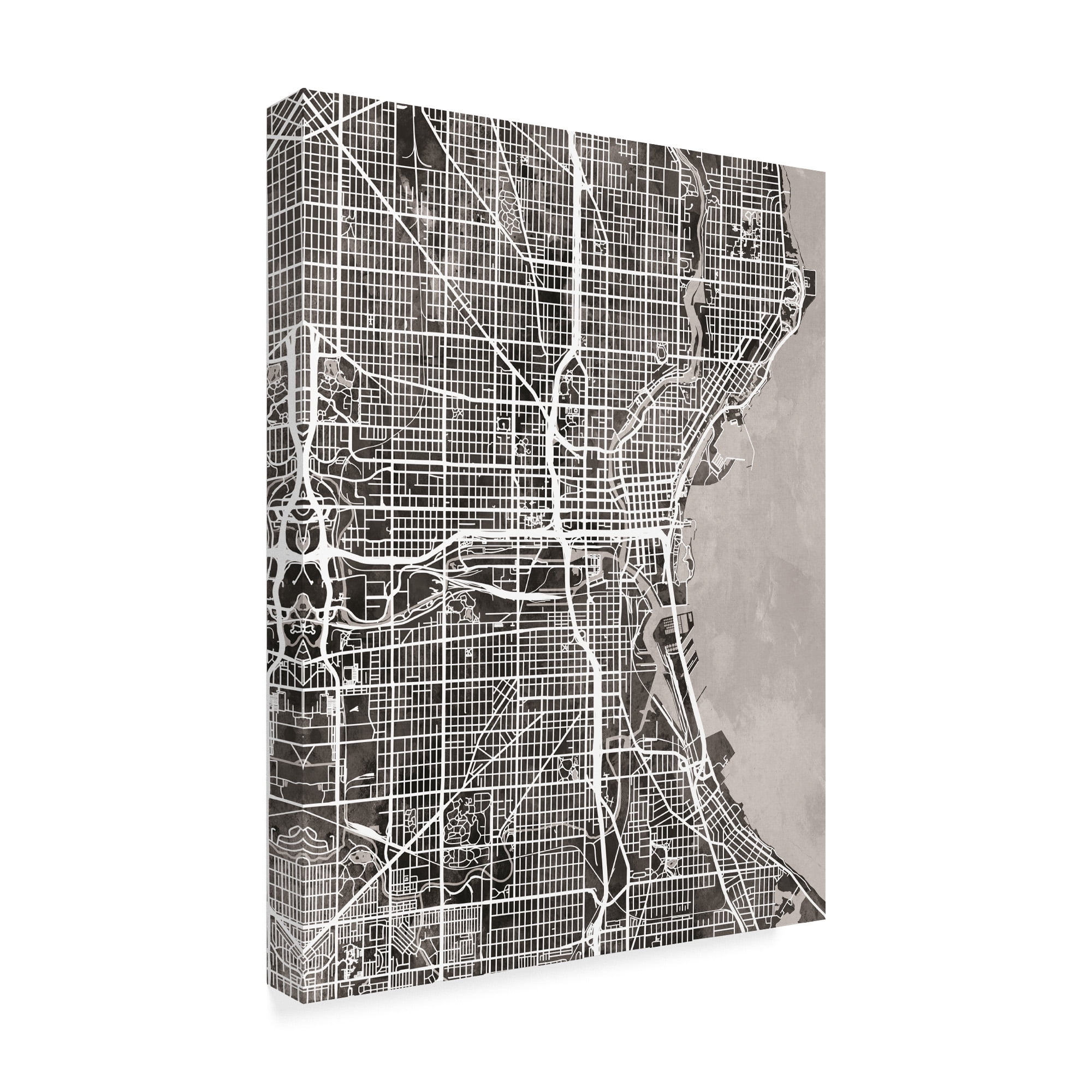 Trademark Fine Art 'Milwaukee Wisconsin City Map Black' Canvas Art by Michael Tompsett