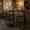 Black tube + black wood grain, variant on 3-Piece Dining Table Set with Storage Shelves – Modern Space-Saving Kitchen Table and 2 Bar Stools – Black Iron Frame with Wood Grain –– Seat Board – Black Tube + Black Wood Grain