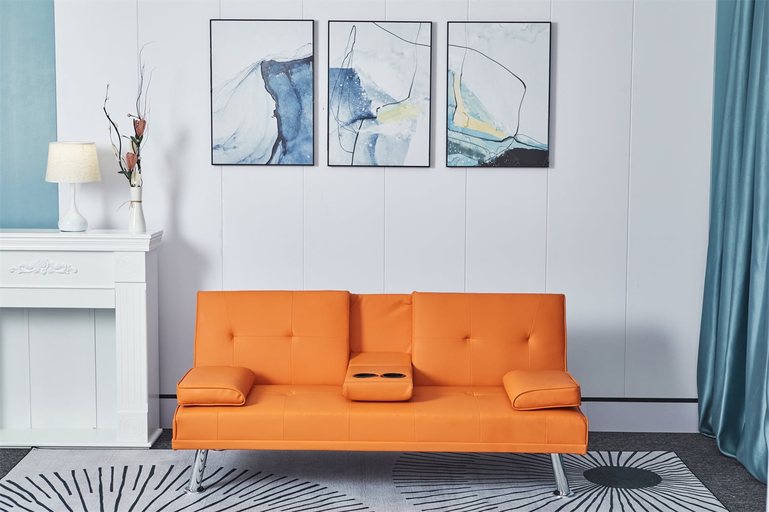 Convertible Sofa Bed, Leather Multifunctional Double Folding Sofa Bed