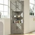 thumbnail image 3 of Corner Cabinet 67” Tall, Farmhouse Corner Storage Cabinet with Doors and 5 Shelves, Home Space Saver for Kitchen, Living Room, Gray, 3 of 16