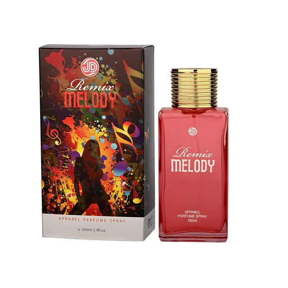 JD International Remix Melody Apparel Perfume Spray For Men & Women 100ml, 3.4 Fl.oz. | Long Lasting Fragrance For All Day Freshness | Valentine's Day Gift