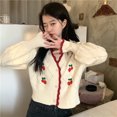 thumbnail image 3 of Suéter de cereza con diseño de escote en V dulce de nuevo estilo coreano para otoño e invierno, abrigo de mujer, prenda exterior holgada, cárdigan de punto versátil, 3 of 5