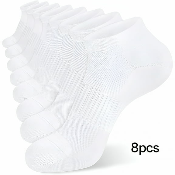 TELOLY Mens Ankle Socks 8 Pack Cotton Low Cut Socks Non Slip No Show Socks Size 9-12/13-15