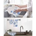 thumbnail image 5 of Blue Watercolor Floral Kitchen Dish Towels for Drying Dishes Set of 2, Spring Flower Abstract Art Waffle Weave Microfiber Hand Tea Bathroom Towels Quick Dry & Absorbent Towel 12x12, 5 of 7