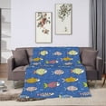 thumbnail image 7 of Ocean & Fish Doodles Blanket, Fluffy Soft Cozy Blanket Flannel Plush Microfiber Couch Throw, Bedding, 40"x30", 7 of 7