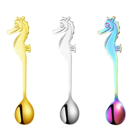 

3 Pcs Stainless Steel Rust-proof Scoops Fruit Spoons Hippocampus Pastry Spoons