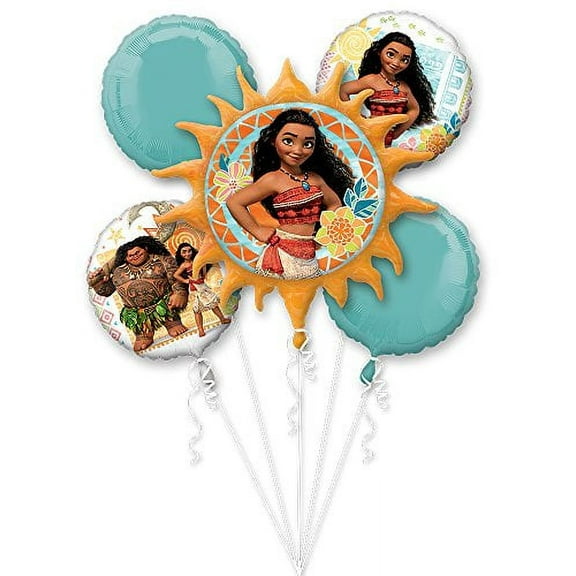 Anagram Moana Balloon Bouquet, includes 5 Foil Balloons, Licensed