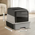 thumbnail image 3 of 2026 New Drawer Cat Litter Box, No Scoop Needed Sifting Litter Box, Fully Enclosed Odor-Proof Litter Pan with Front & Top Entry for Large Cats, Modern Gray Home Decor, 3 of 5