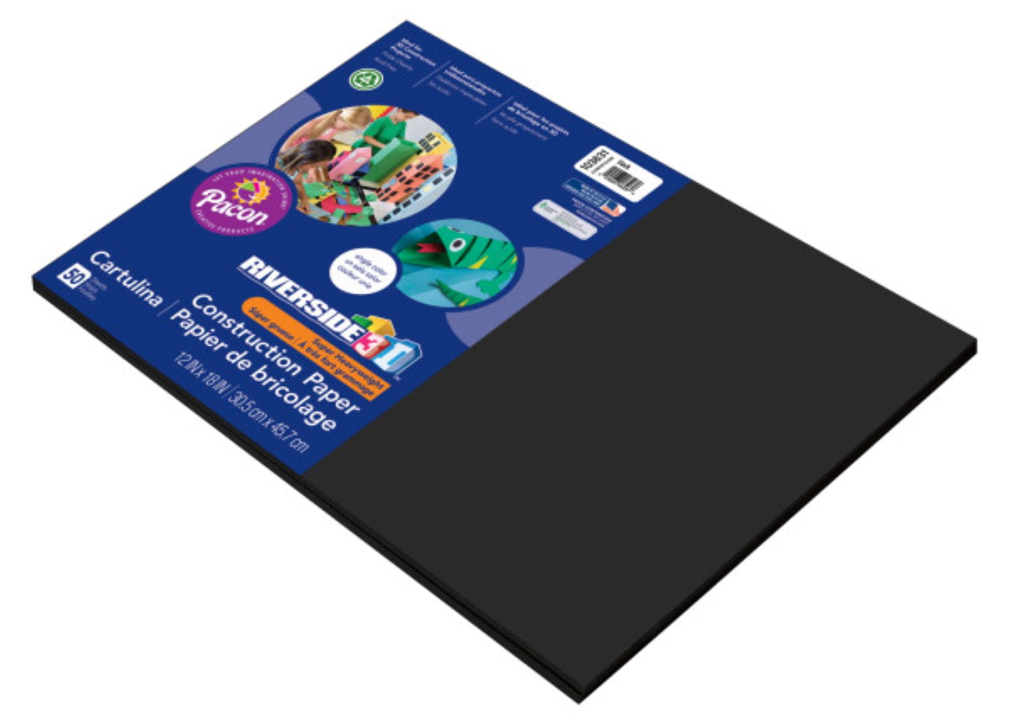 Riverside 3D Construction Paper, Black, 12" x 18", 50 Sheets Walmart
