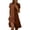 Brown, variant on Women Summer Midi Dresses Casual Short Sleeve Stripe Patchwork Dresses Button Down Lapel Shirt Dress Beach Cover Up Dress Red XXL