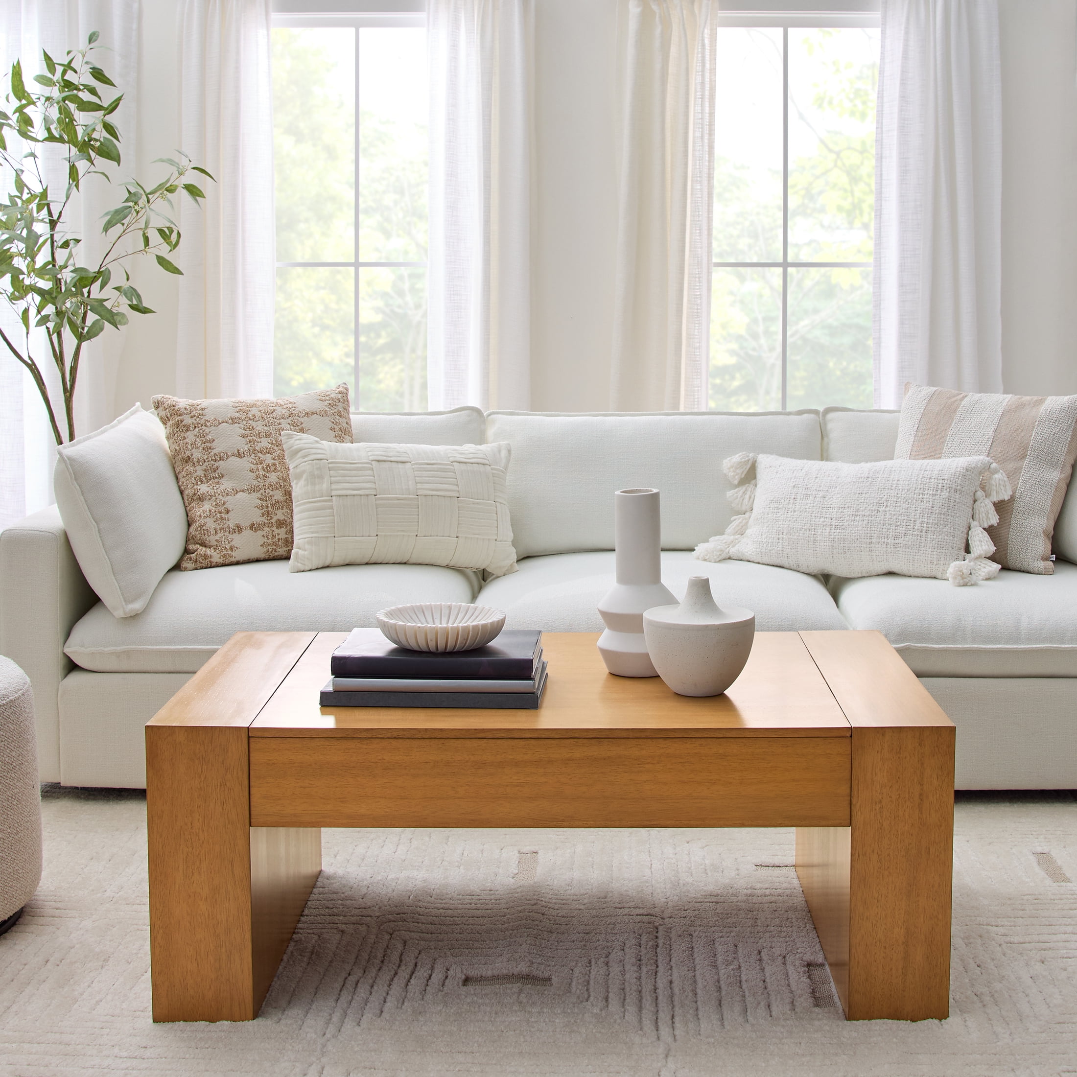 Better Homes & Gardens Ezra Oversized Coffee Table, Living Room, Light Honey
