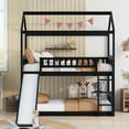 thumbnail image 2 of Bellemave Bunk Bed with Slide, Wood Twin Over Twin House Bed Frame with Ladder for Teens(Espresso), 2 of 8