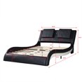 thumbnail image 2 of Platform Bed Frame With LED Light And USB Charging Ports Headboard, Wave-Like Curve Backrest Vibration Massage King Size Upholstered Faux Leather Bed For Home, 2 of 9