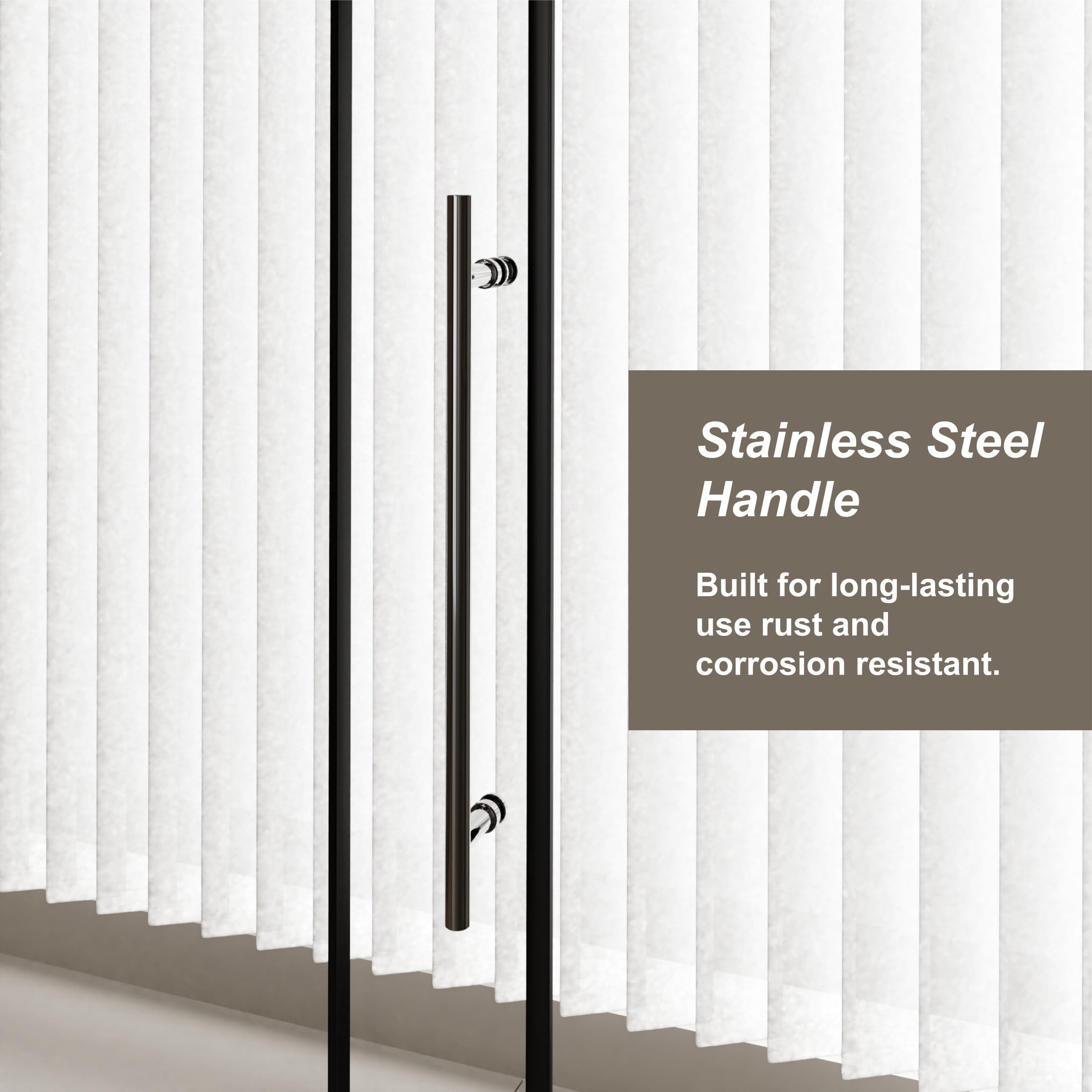 Noble House 60" x 72" Frameless Single Sliding Shower Door, Tempered Glass with Roller Rail and Steel Handle, Matt Black