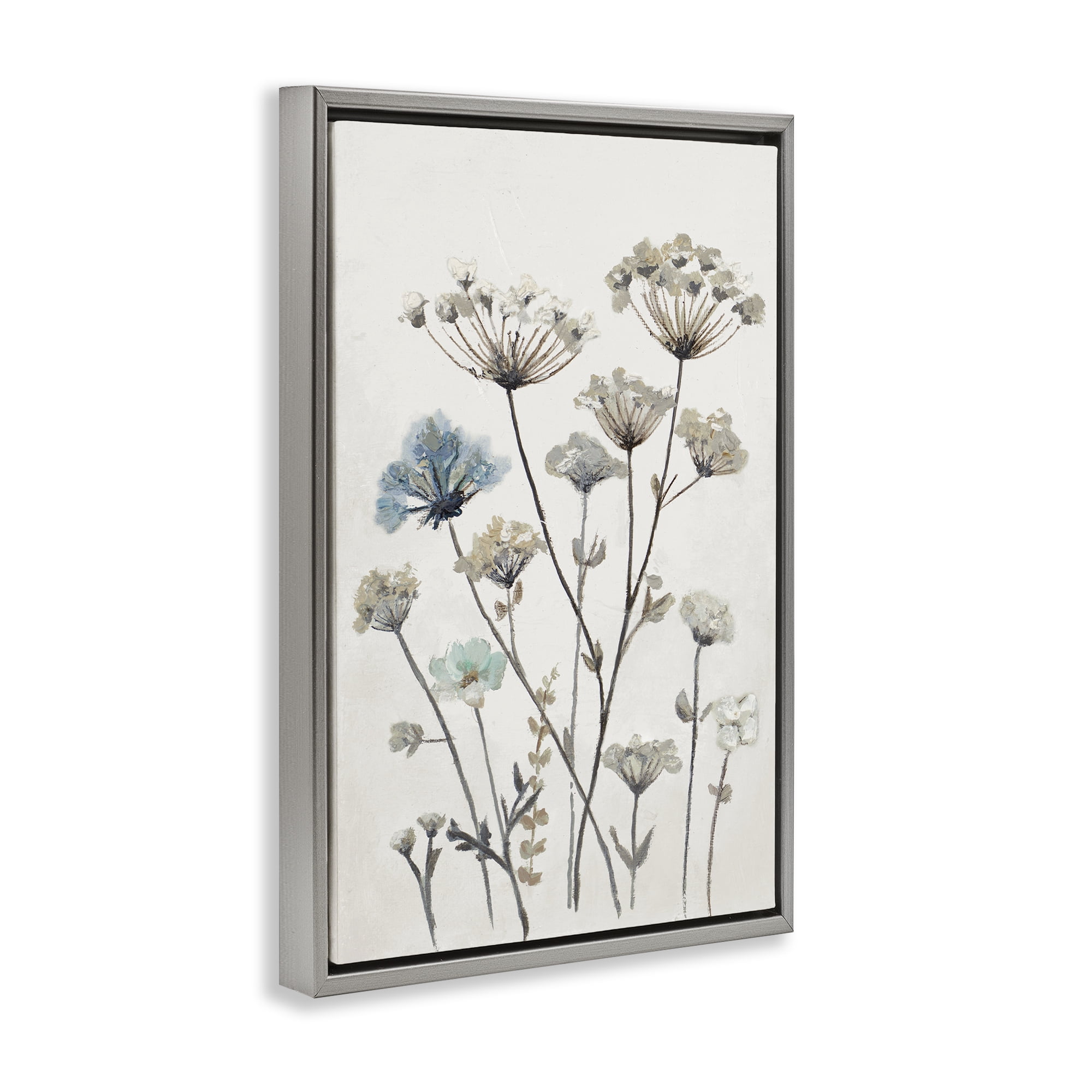 Stupell Industries Neutral Jardin Azul Gray Framed Floater Canvas Wall Art, design by Patricia Pinto