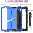thumbnail image 2 of Dteck Lenovo Tab M10 HD (2nd Gen) 10.1 Inch 2020 Case TB-X306F/TB-X306X 10.1" Case with Built-in Screen Protector, Shockproof Rotatable Kickstand Cover Hand Strap and Shoulder Strap,Black+Blue, 2 of 8