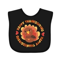 Inktastic Happy Thanksgiving with Cute Turkey Boys or Girls Baby Bib