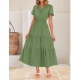 thumbnail image 2 of Vestido midi ZESICA 2025 casual de verano con manga corta y cuello en V, 2 of 8
