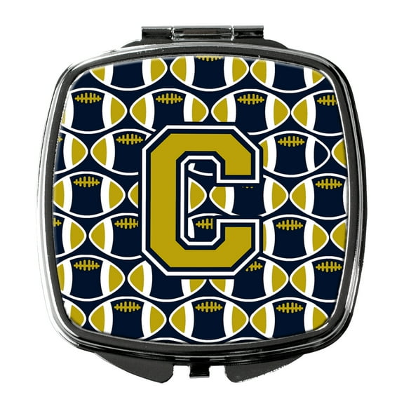 Letter C Football Blue and Gold Compact Mirror CJ1074-CSCM