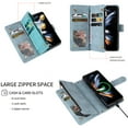 thumbnail image 3 of Wallet Case for Samsung Galaxy Z Fold 5 5G, Premium PU Leather Zipper Flip Folio Wallet Magnetic Snap with Detachable Wrist Strap & Shoulder Strap Built-in Kickstand Protective Case - Blue, 3 of 6