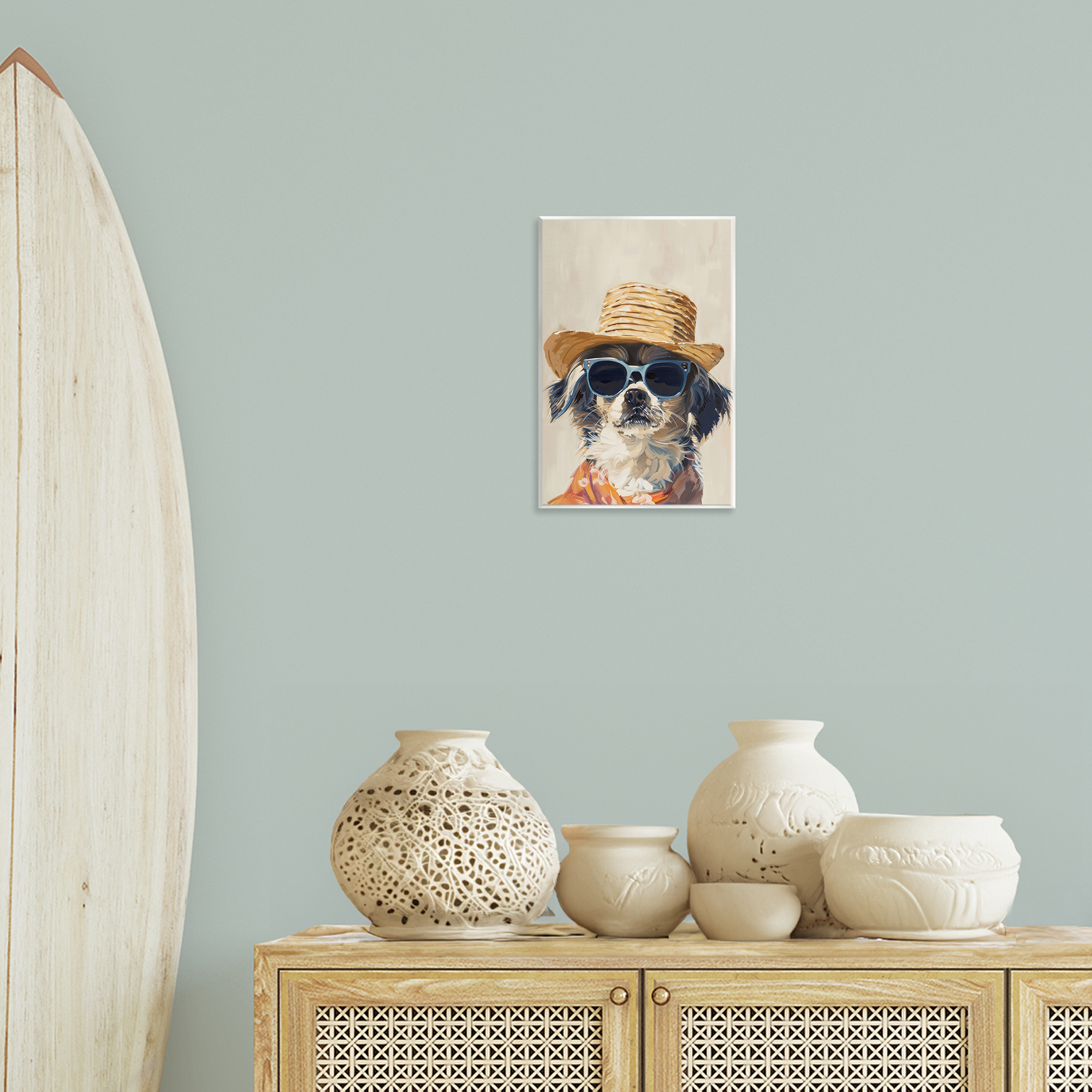Stupell Industries Beach Vacation Pup Animals & Insects Painting Unframed Art Print Wall Art, 10 x 15