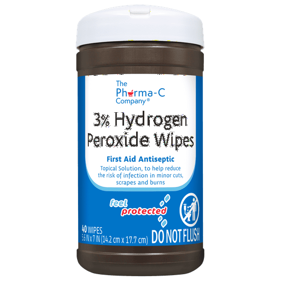 Pharma-C 3% Hydrogen Peroxide First Aid Wipes, 40 Ct