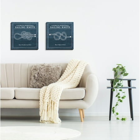Gango Home Decor Coastal Vintage Sailing Knots IV & V; Two 12x12in Hand-Stretched Canvases