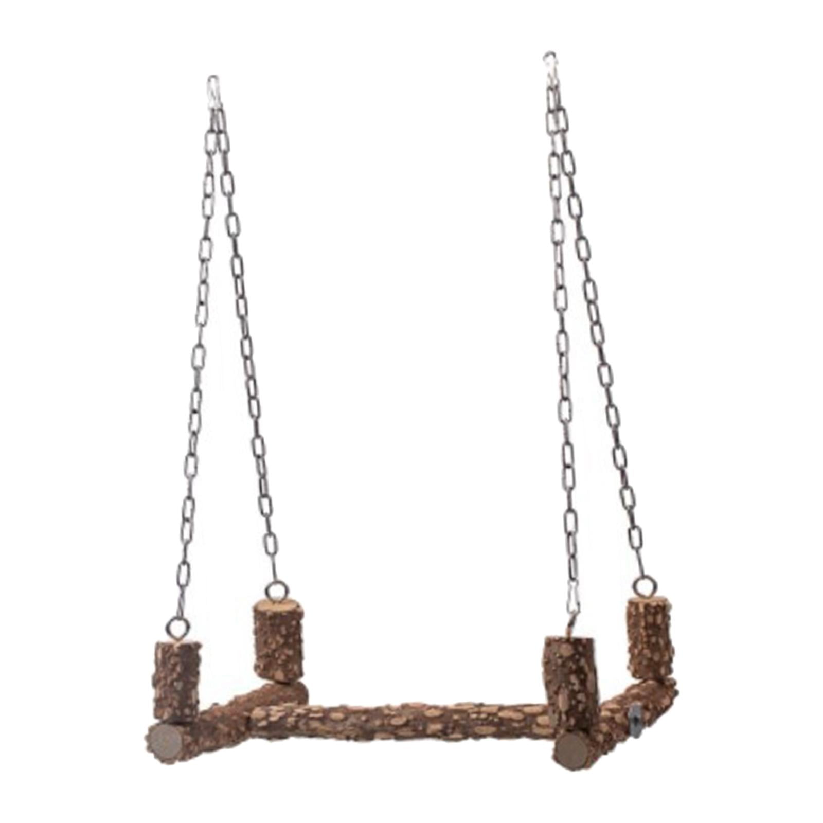Bvdfgk Parrot Wooden Stand Swing Cage Hanging Chewing Bite Perch Bird Toy Swinging Toys